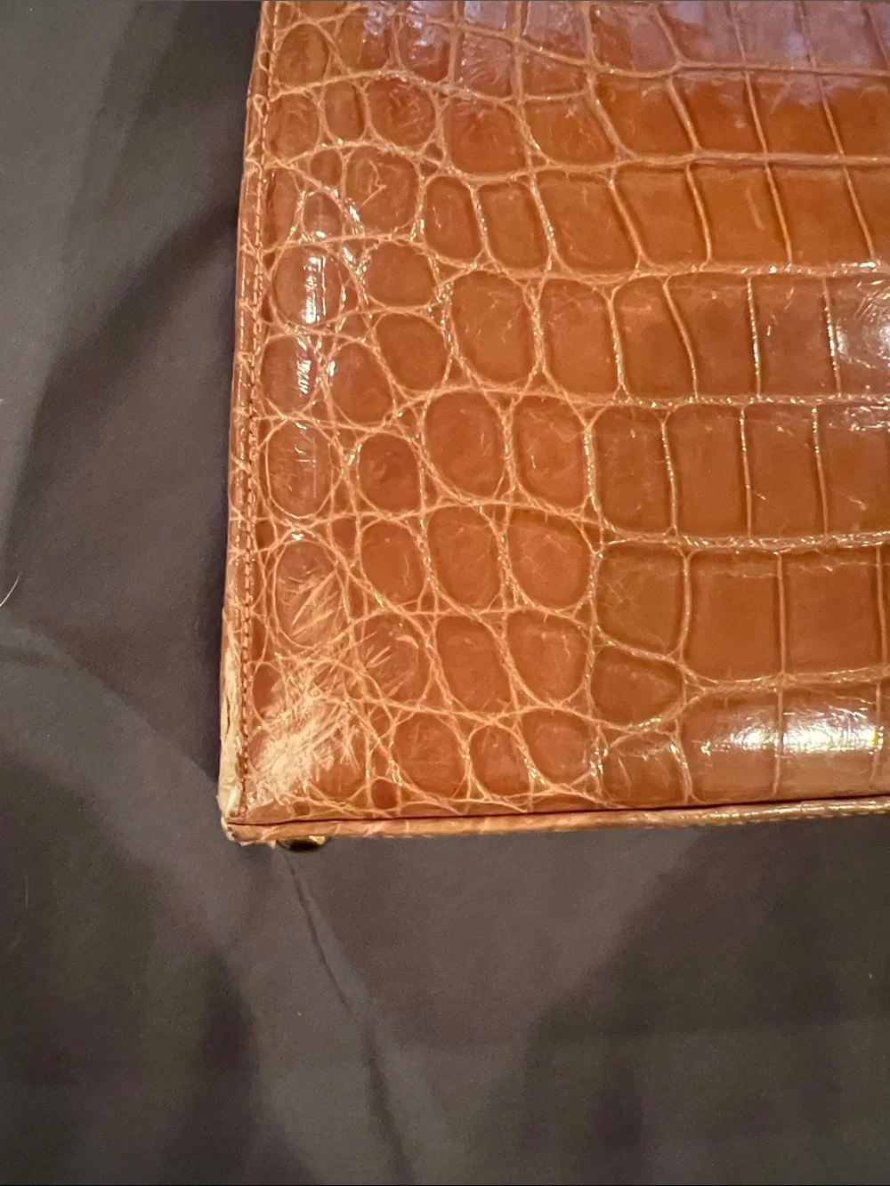 Vintage Alligator Top-Handle Hand Bag in Light Brown
